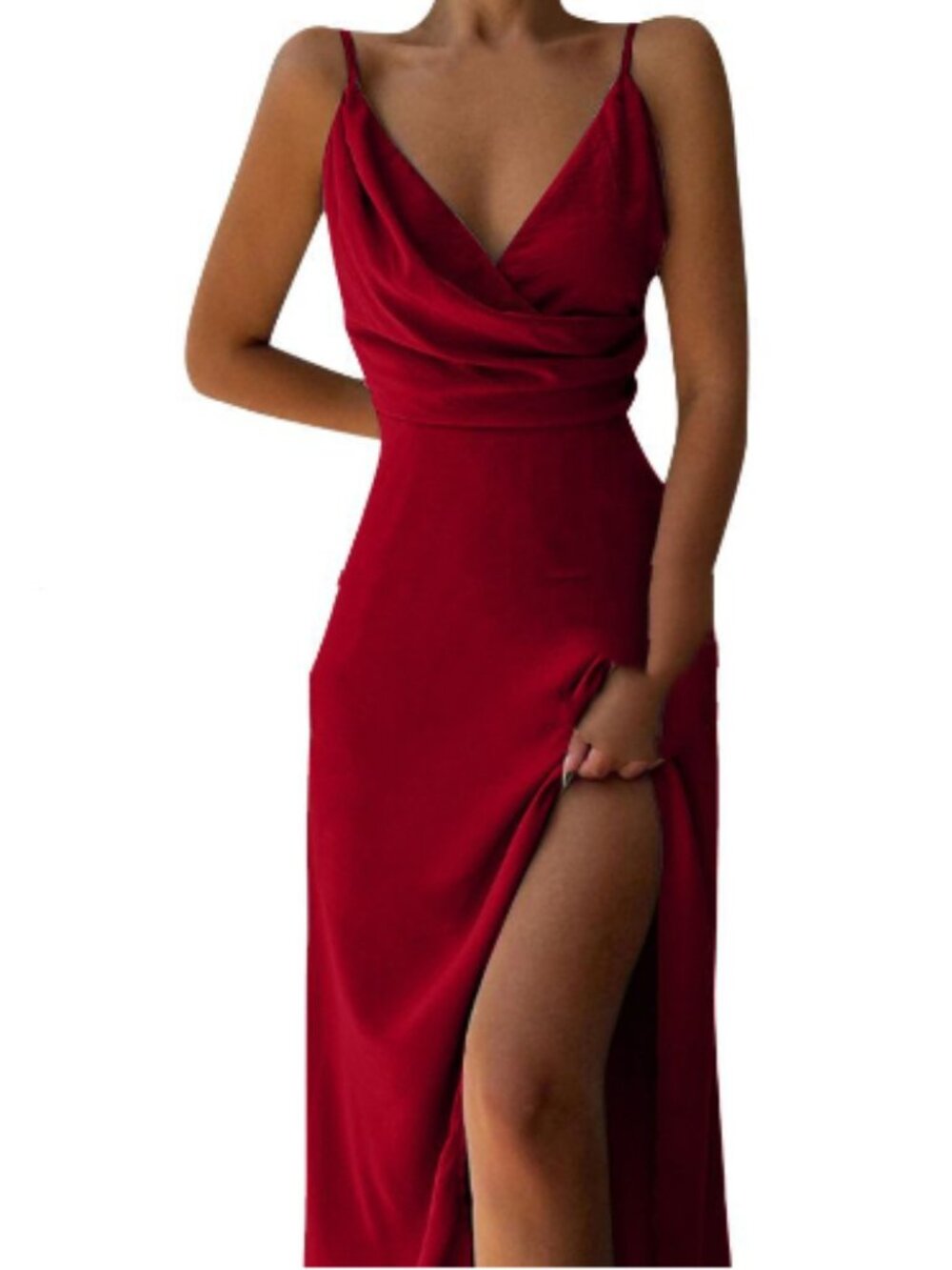 Women's Maroon Midi Slip Dress